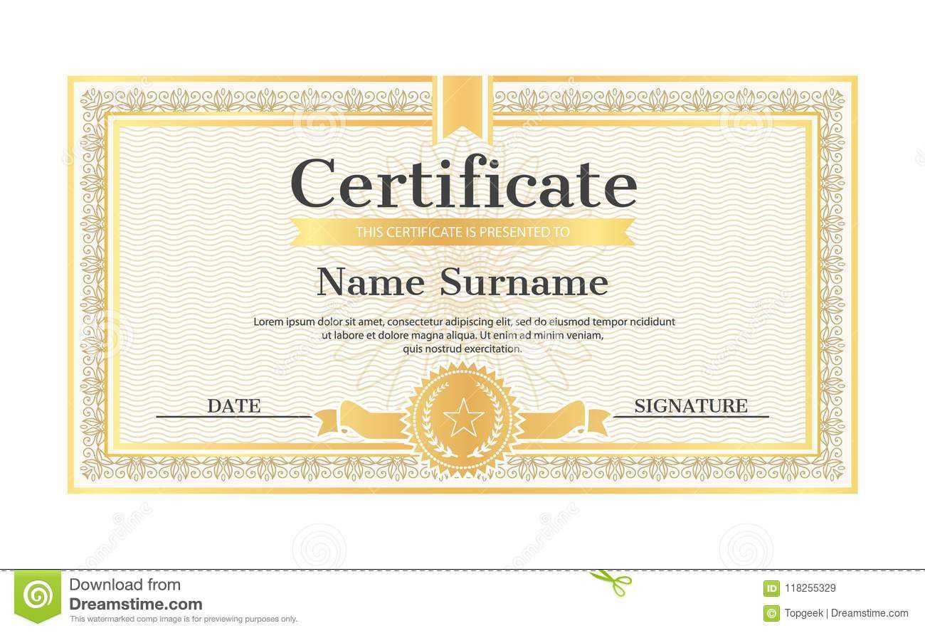 Certificate Template Editable Name Surname Date Stock Vector With Regard To Star Naming Certificate Template