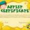 Certificate Template For Artist Illustration In Free Art Certificate Templates