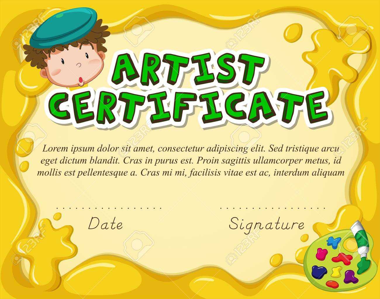 Certificate Template For Artist Illustration In Free Art Certificate Templates