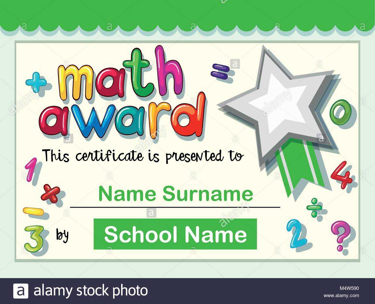 Certificate Template For Math Award Illustration Stock Regarding Math Certificate Template
