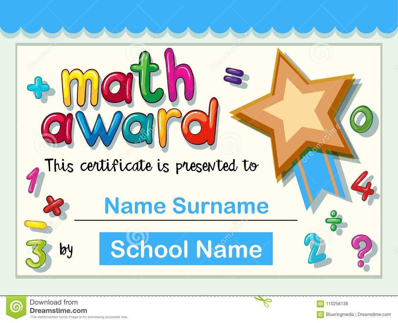 Certificate Template For Math Award With Golden Star Stock For Star Award Certificate Template