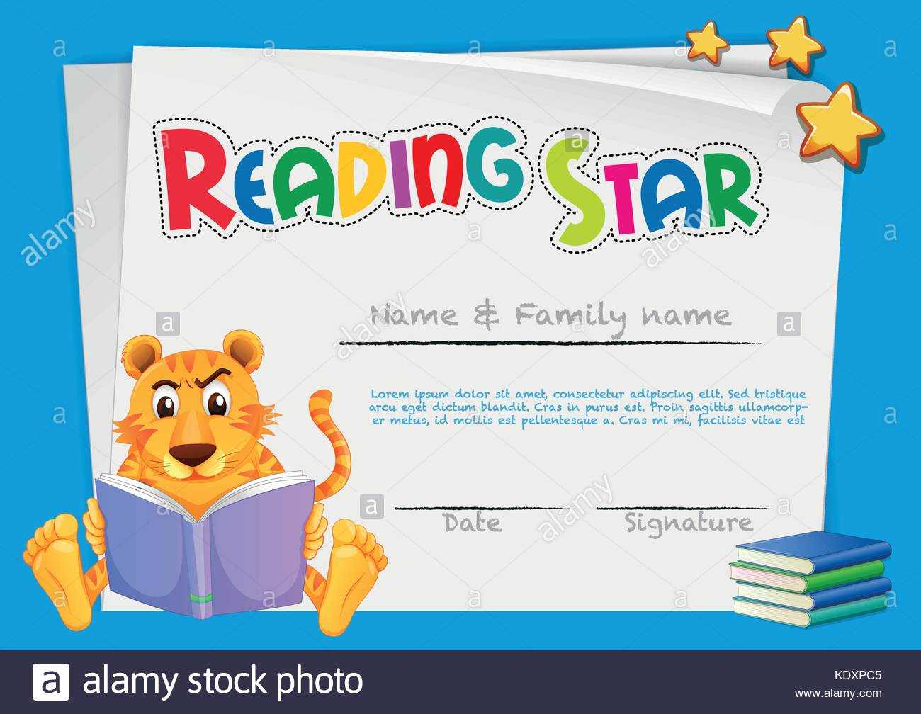 Certificate Template For Reading Award Illustration Stock Within Star Award Certificate Template