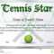 Certificate Template For Tennis Star Stock Vector Pertaining To Tennis Certificate Template Free