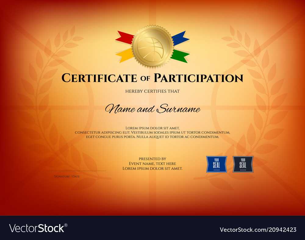 Certificate Template In Basketball Sport Theme Vector Image Regarding Basketball Camp Certificate Template