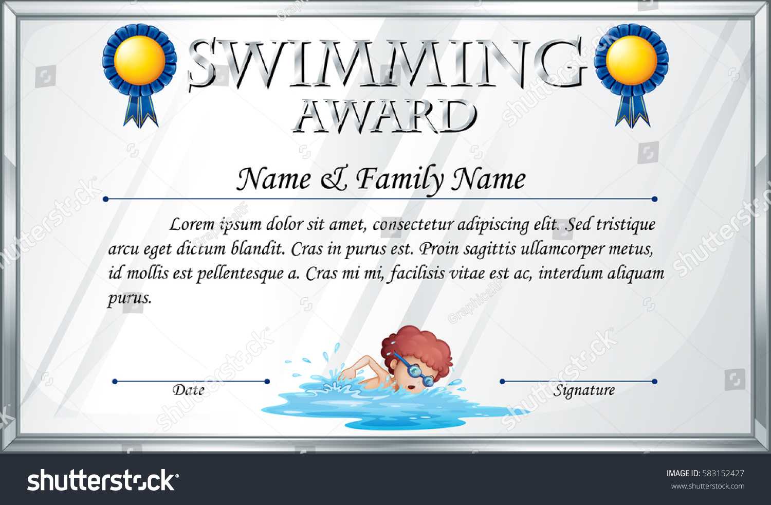 Certificate Template Swimming Award Illustration Stock In Swimming Award Certificate Template