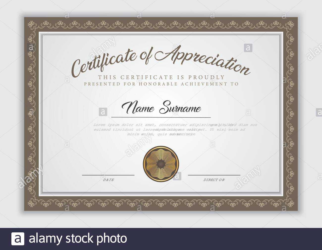 Certificate Template Vector Stock Vector Art & Illustration With Regard To Commemorative Certificate Template