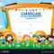 Certificate Template With Children And School Bus for School Certificate Templates Free