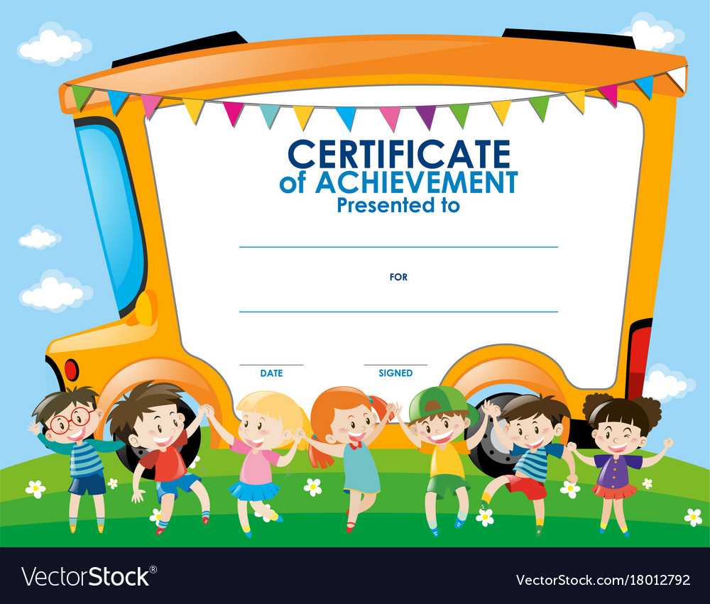 Certificate Template With Children And School Bus For School Certificate Templates Free