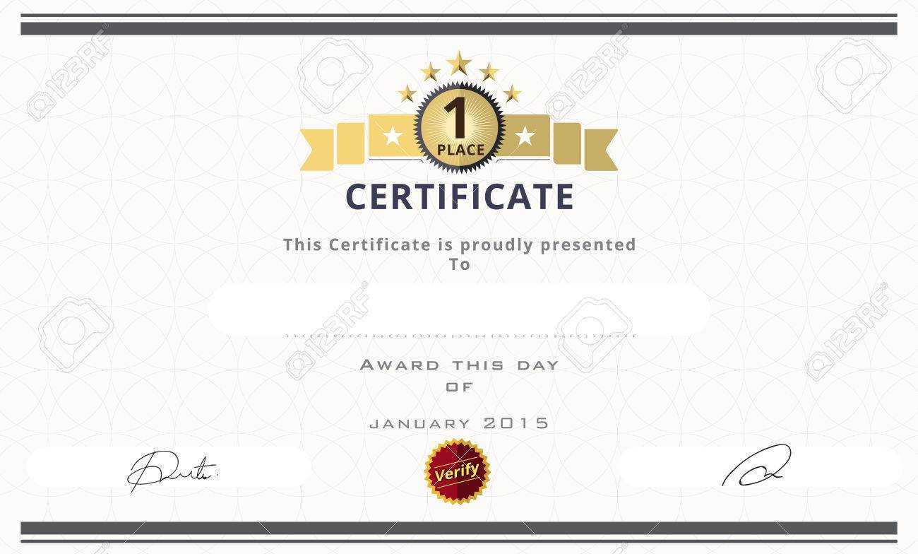 Certificate Template With First Place Concept. Certificate Border.. With First Place Award Certificate Template