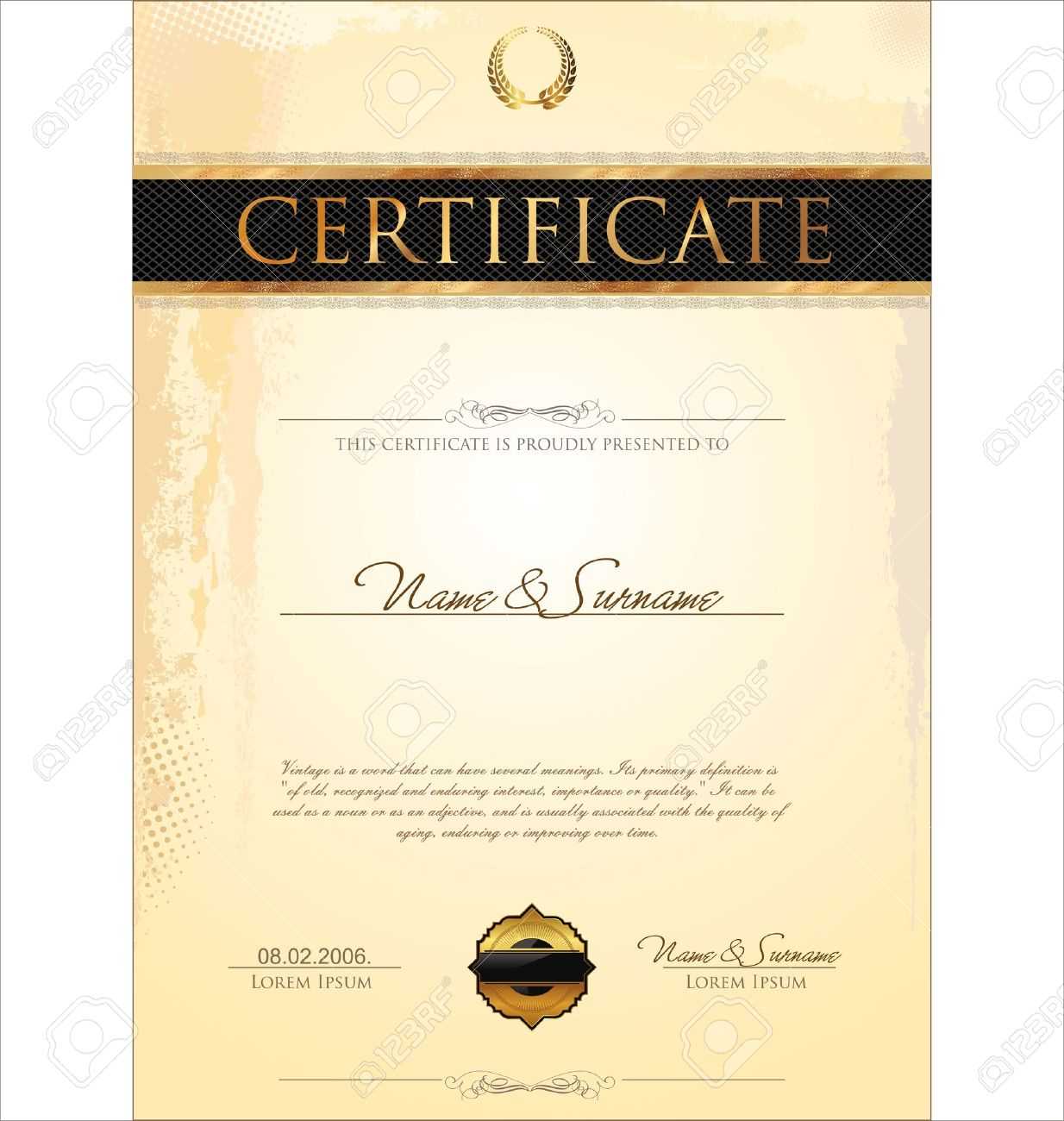 Certificate Template With Free Stock Certificate Template Download