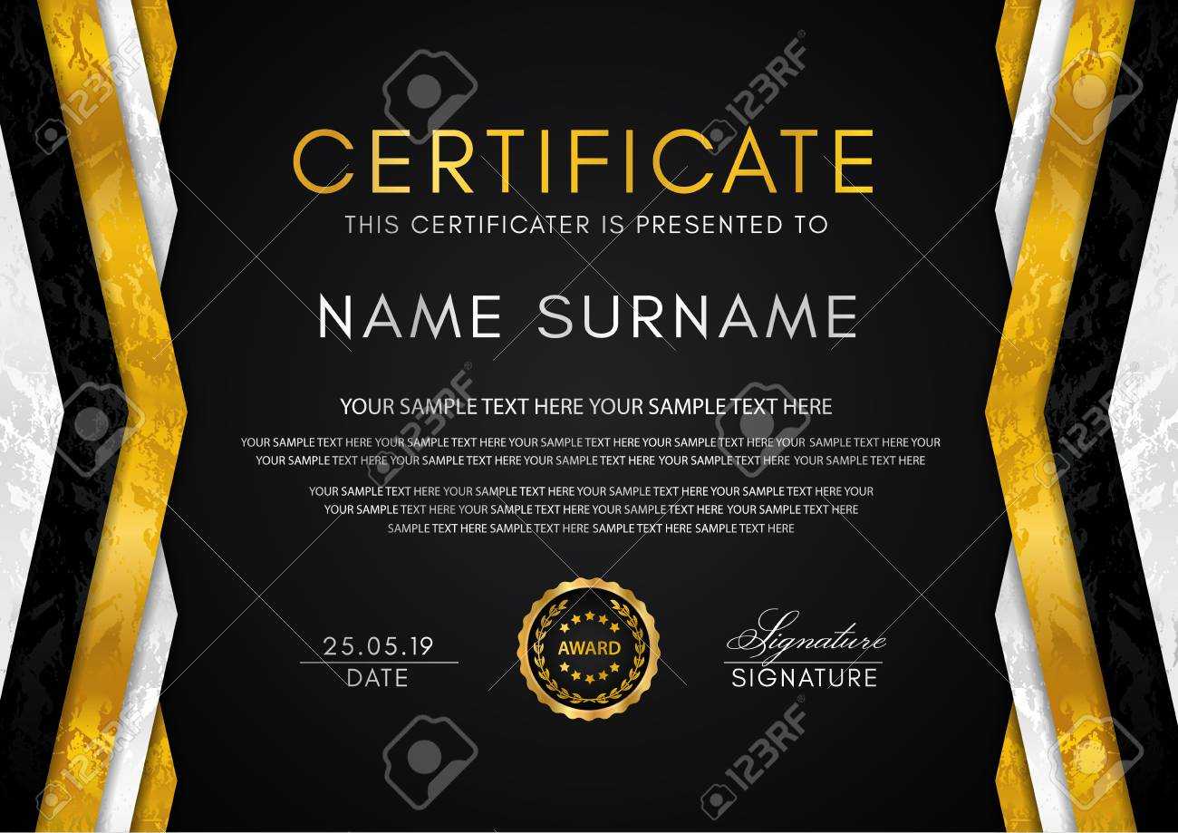Certificate Template With Geometry Frame And Gold Badge. Luxury.. Throughout Christian Certificate Template