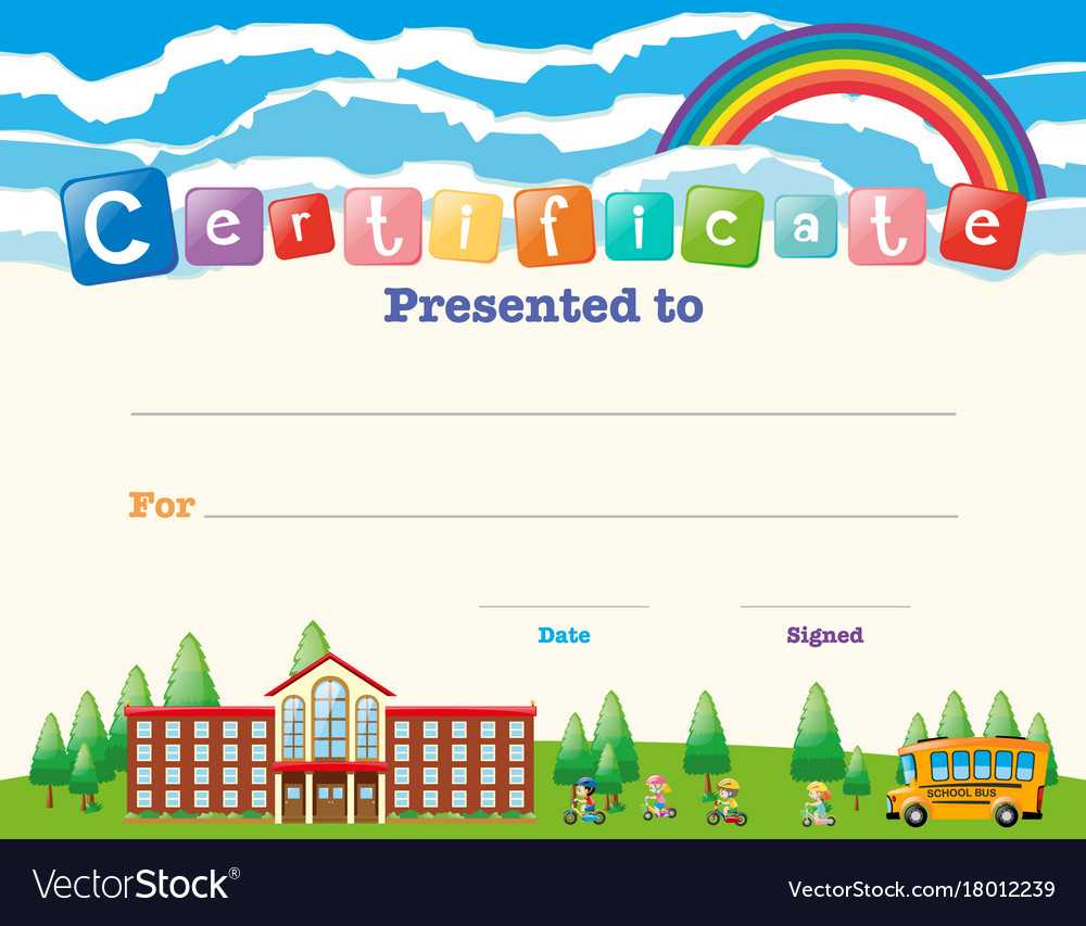 Certificate Template With Kids At School Within Free Kids Certificate Templates