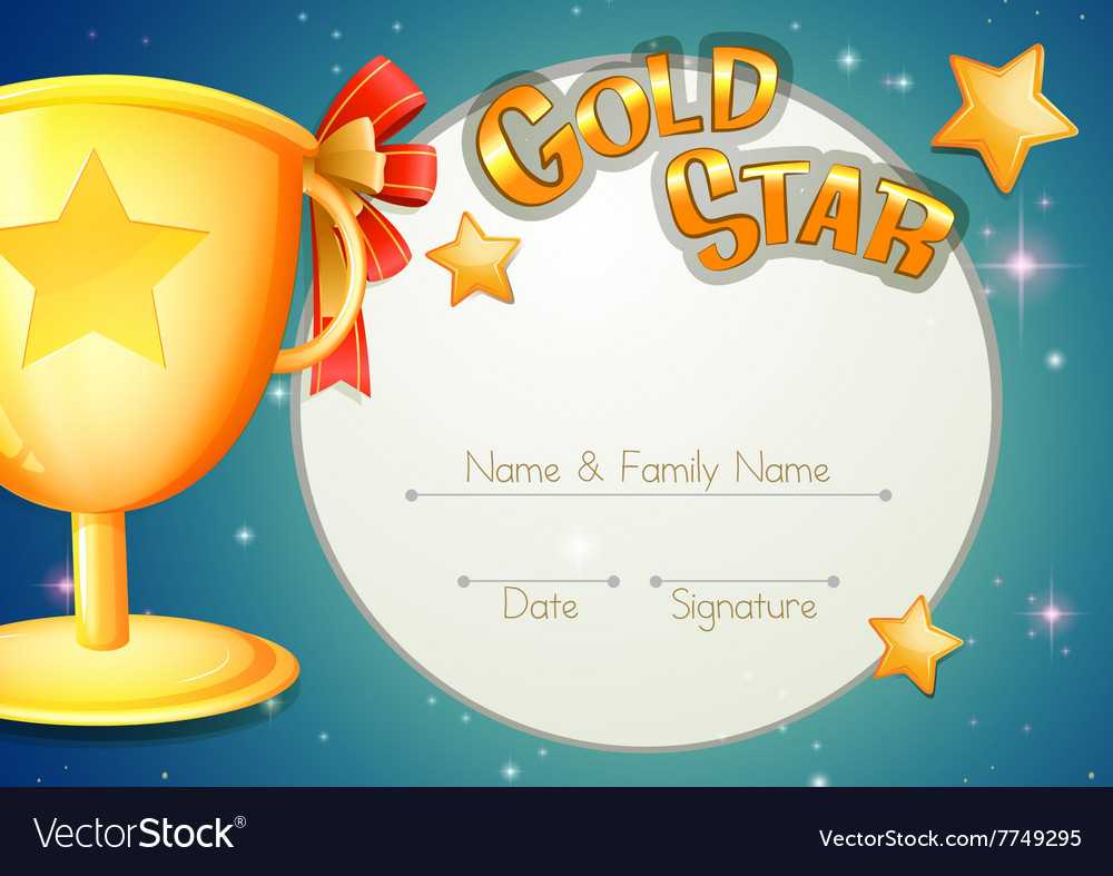 Certificate Template With Trophy And Stars With Regard To Star Of The Week Certificate Template