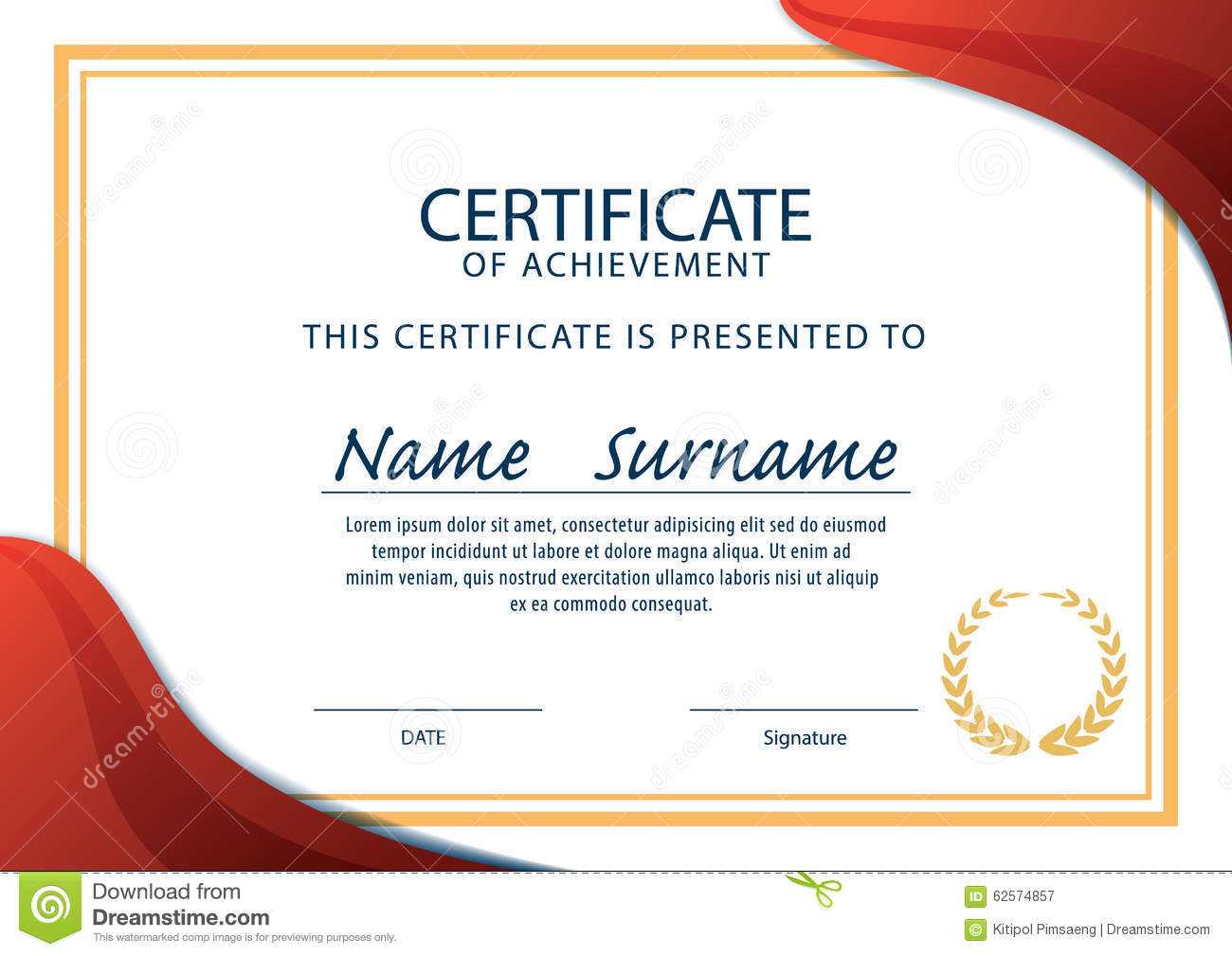 Certificate Template,diploma,a4 Size ,vector Stock Vector Regarding Certificate Template Size