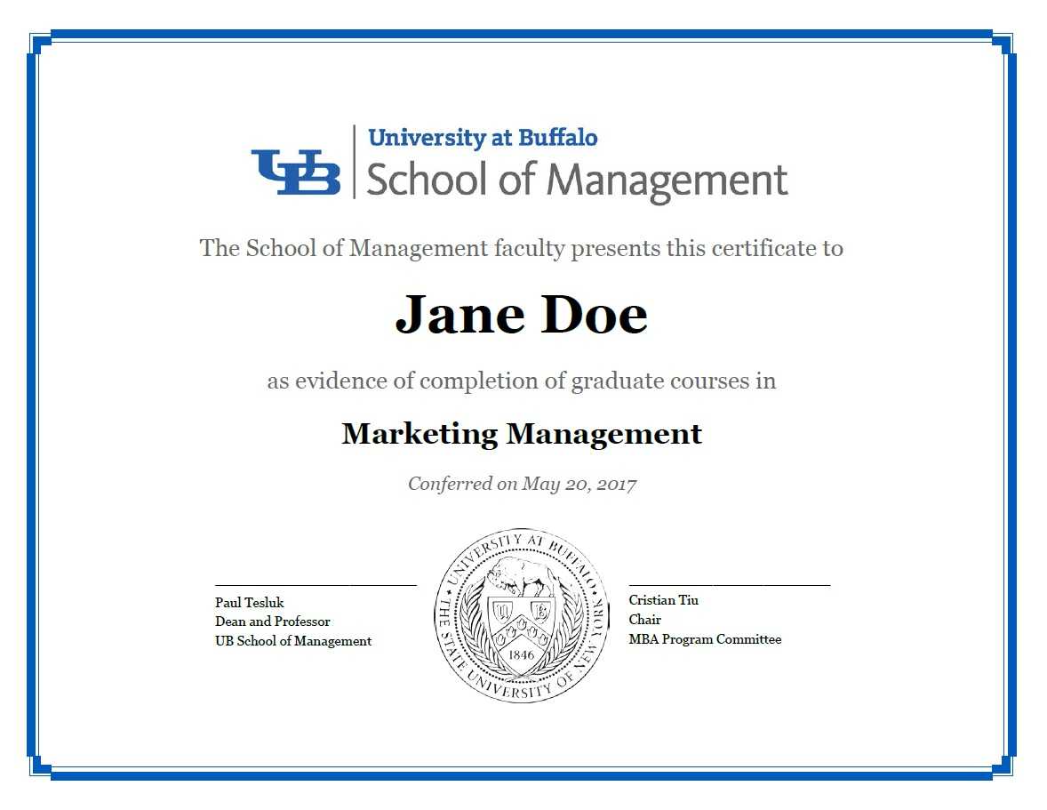 Certificates – School Of Management – University At Buffalo For Leadership Award Certificate Template