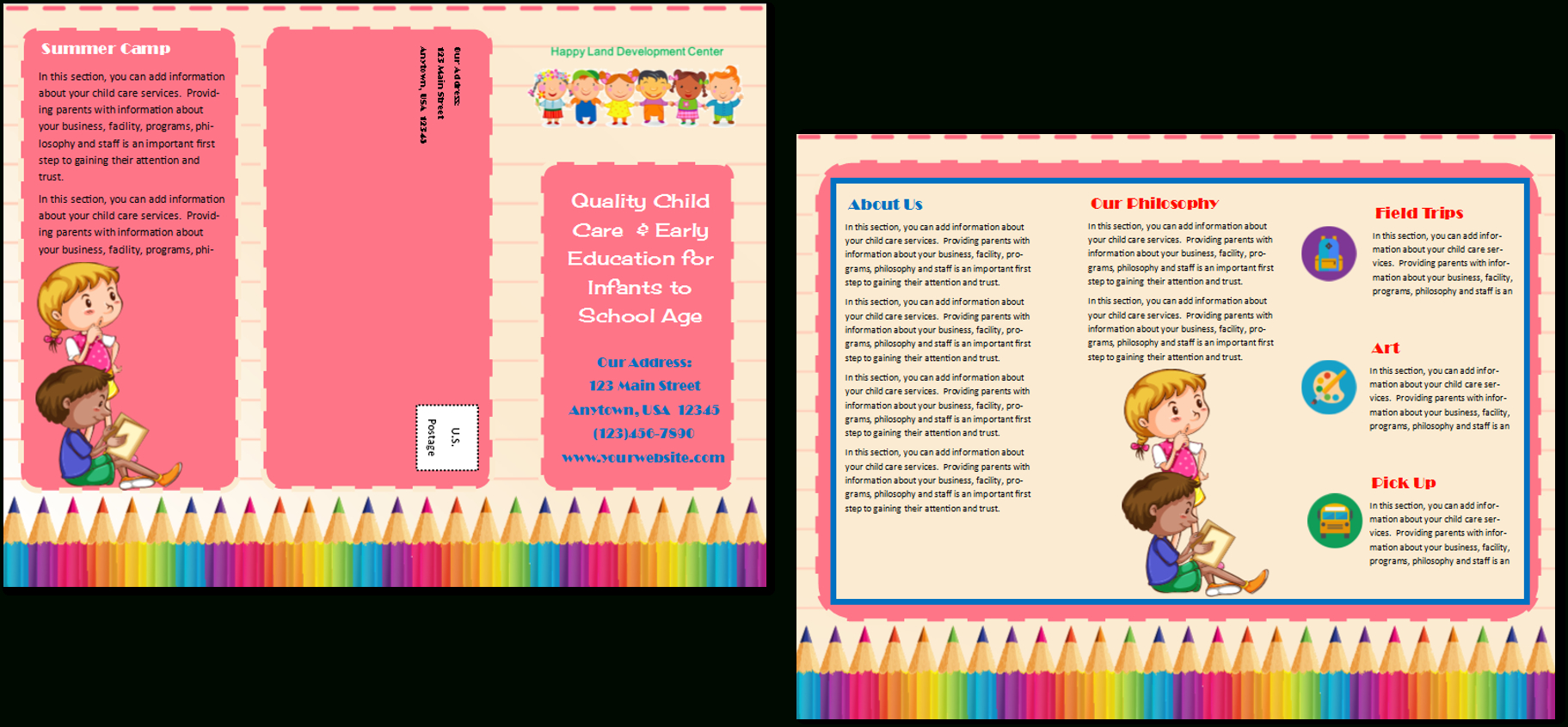 Child Care Brochure Template 11 Throughout Daycare Brochure Template