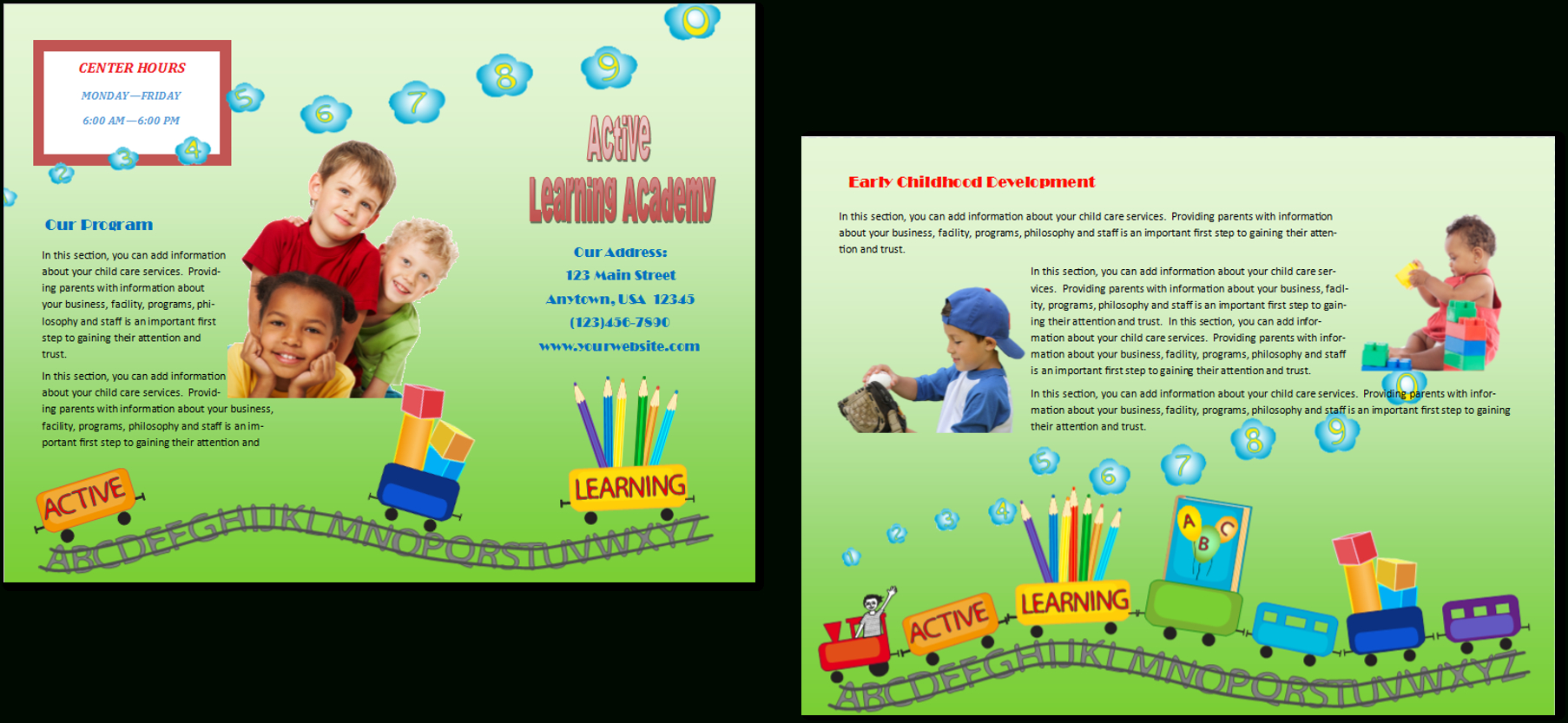 Child Care Brochure Template 16 With Regard To Daycare Brochure Template