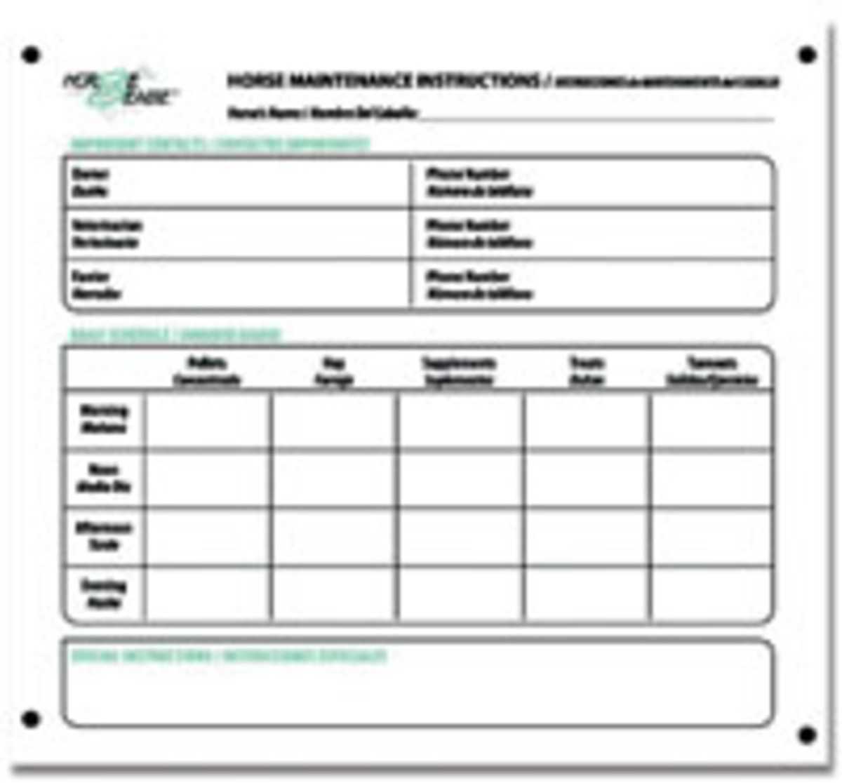Chore Charts Keep Busy Barns In Order – Horse&rider With Horse Stall Card Template