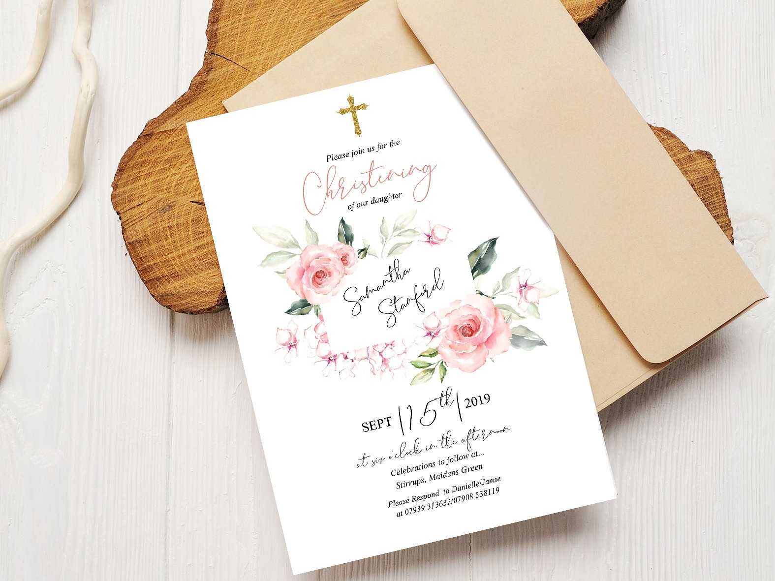 Christening Invitation Templateinvitations On Dribbble Regarding Celebrate It Templates Place Cards