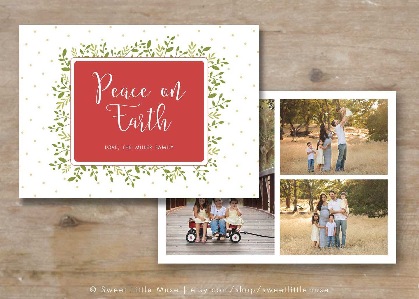 Christmas Card Template – Holiday Card Template – 5X7 Card Template –  Holiday Card Intended For Free Photoshop Christmas Card Templates For Photographers