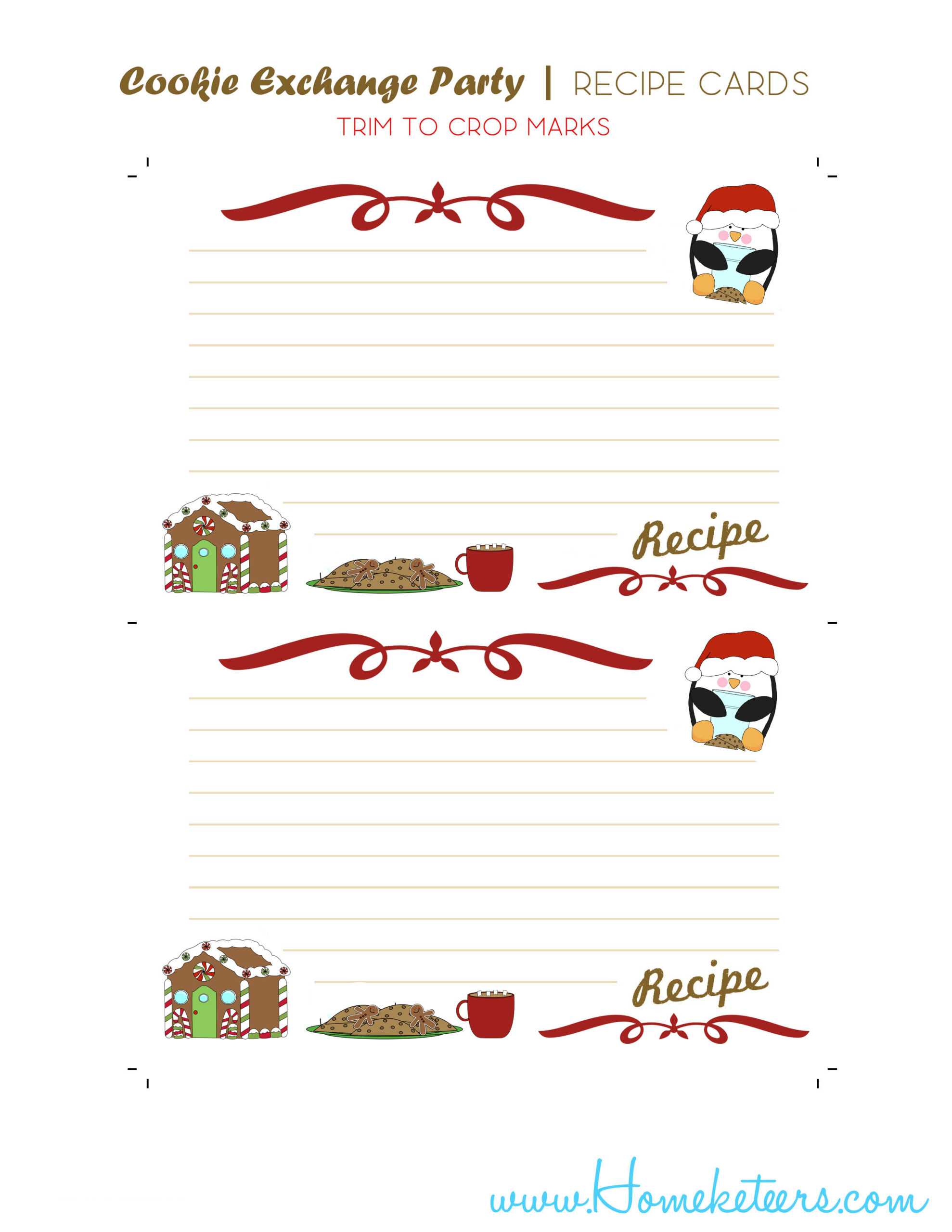 Christmas Cookie Exchange Printables Penguin Theme ~ Free Throughout Cookie Exchange Recipe Card Template
