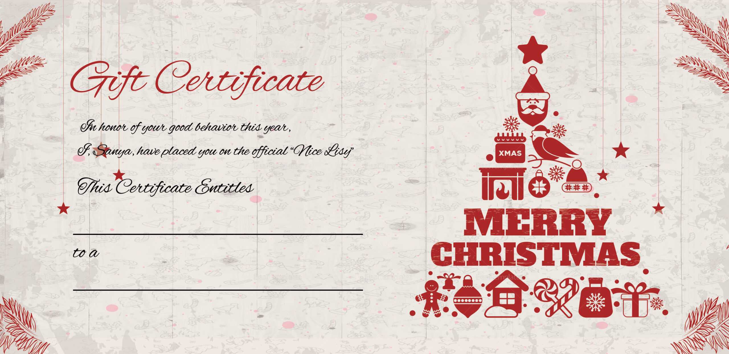 Christmas Gift Certificate – Milas.westernscandinavia With Merry Christmas Gift Certificate Templates