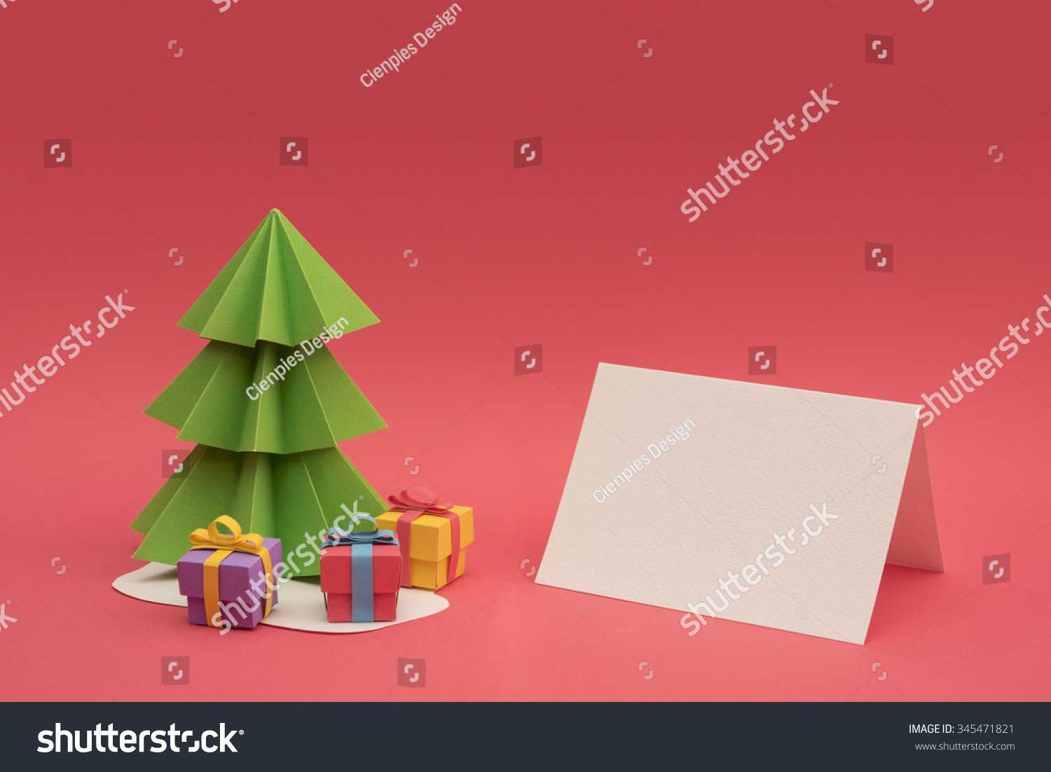 Christmas Season Paper Cut Design 3D Stock Photo (Edit Now For 3D Christmas Tree Card Template