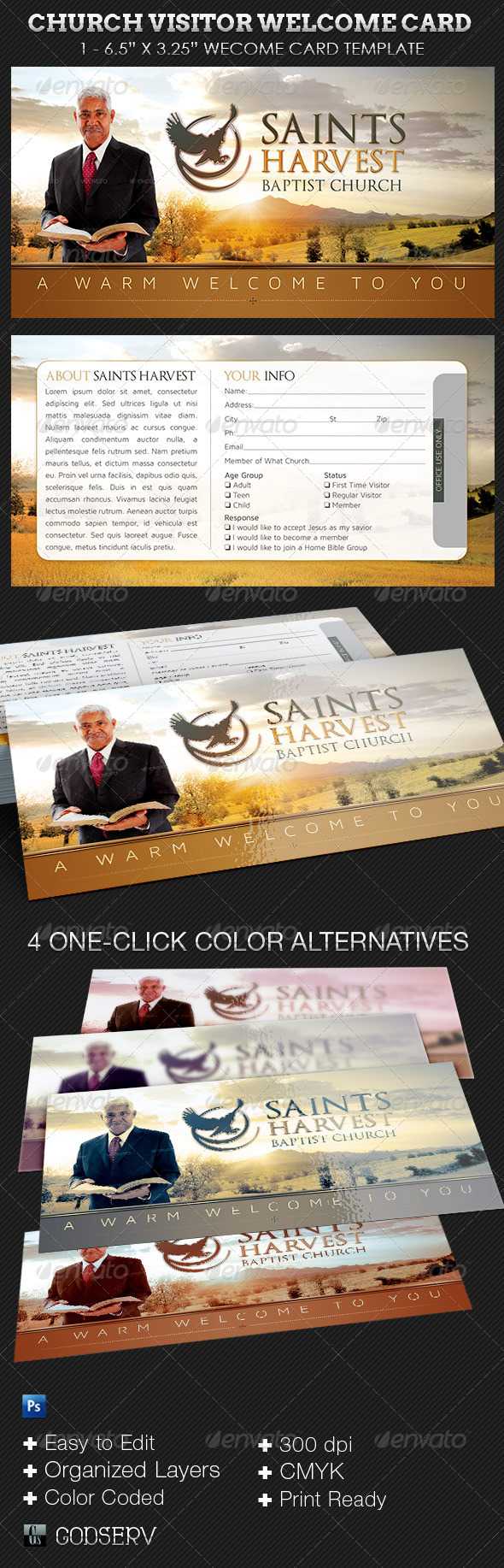 Church Visitor Welcome Card Template On Behance For Church Visitor Card Template