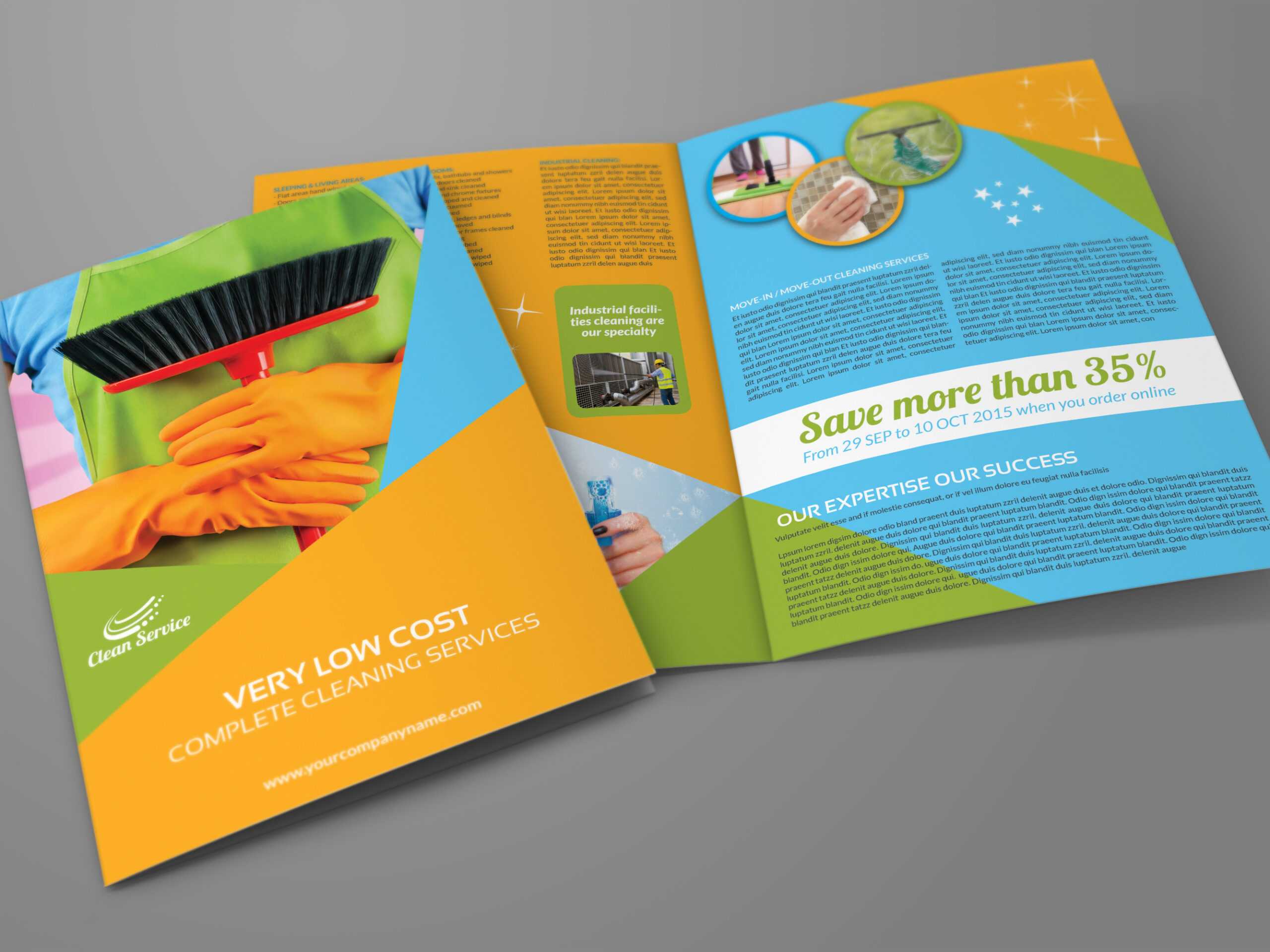 Cleaning Services Bi Fold Brochure Templateowpictures On Within Commercial Cleaning Brochure Templates