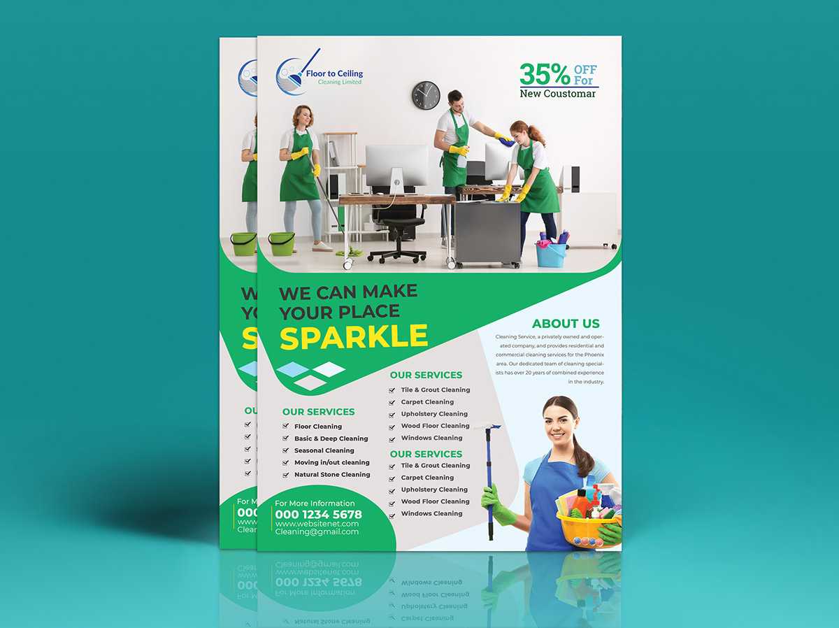 Cleaning Services Flyer Template On Pantone Canvas Gallery Within Commercial Cleaning Brochure Templates