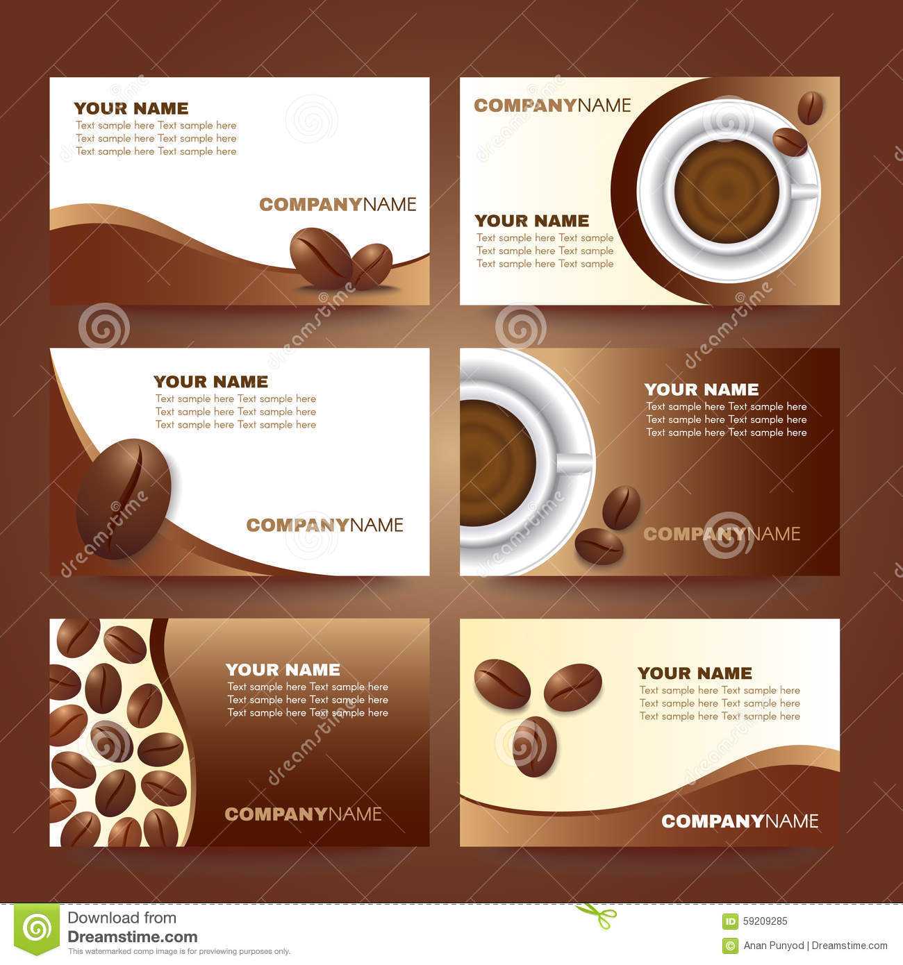 Coffee Business Card Template Vector Set Design Stock Vector For Coffee Business Card Template Free