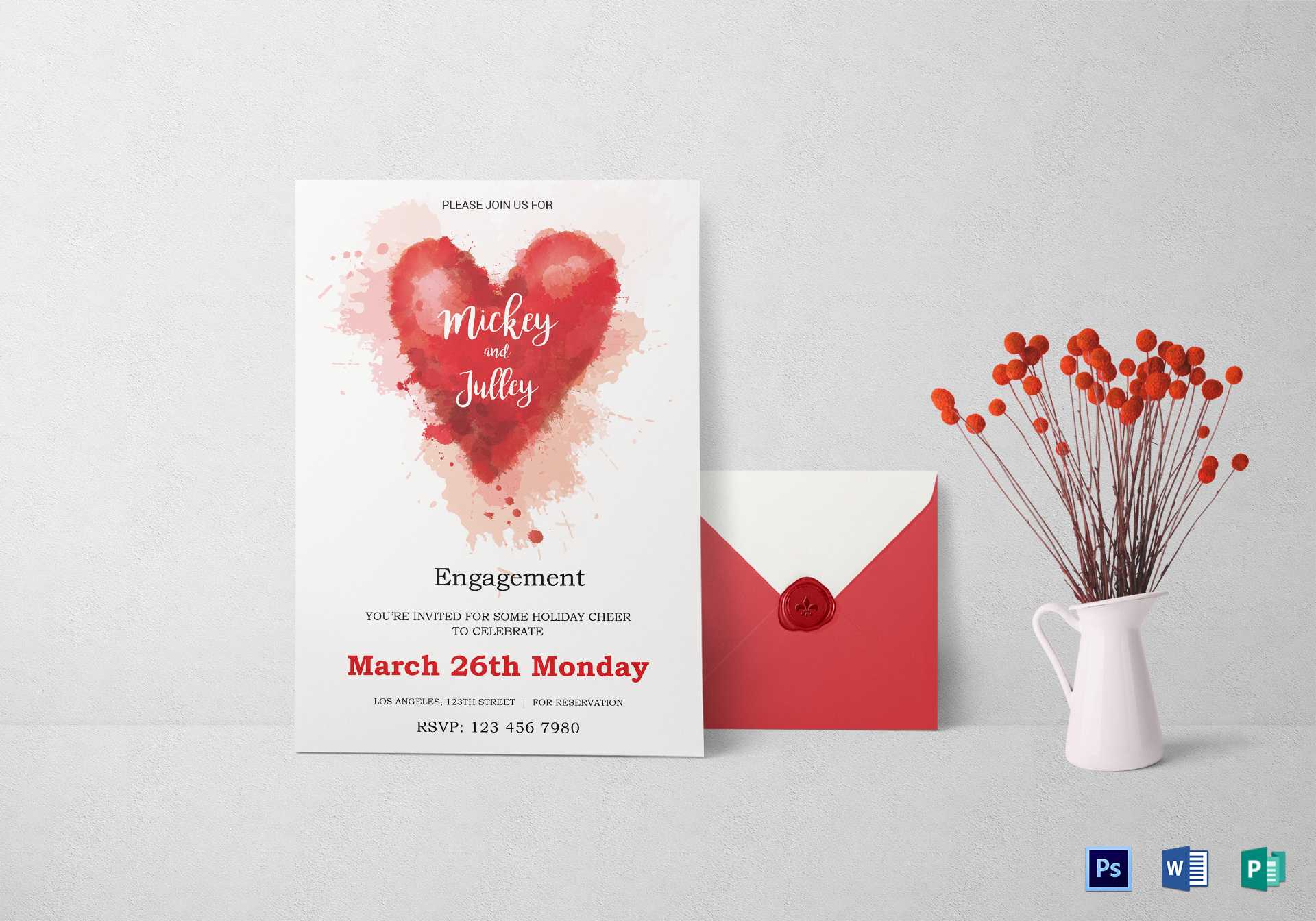 Colorful Engagement Invitation Card Template With Engagement Invitation Card Template