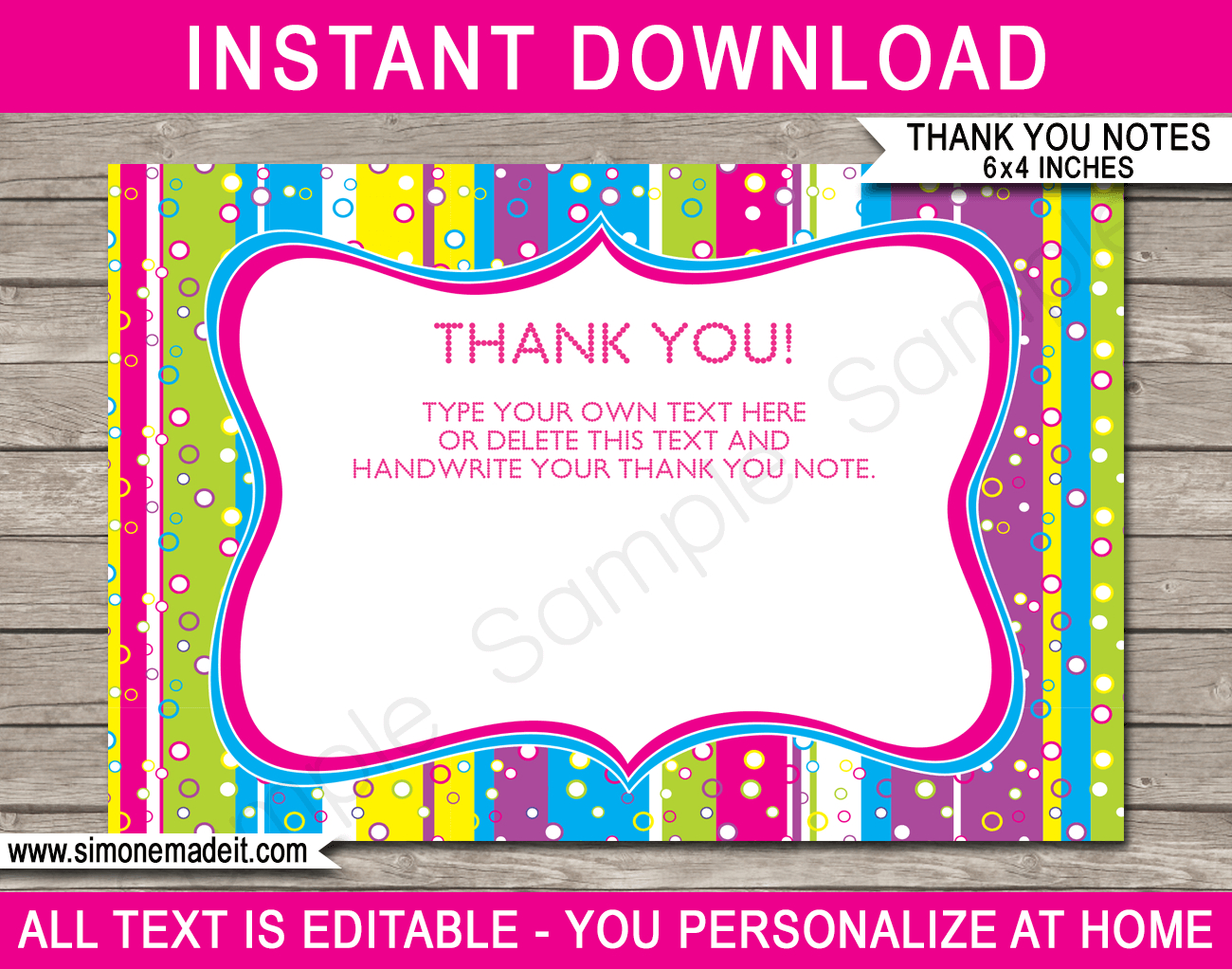 Colorful Party Thank You Cards Template For Soccer Thank You Card Template