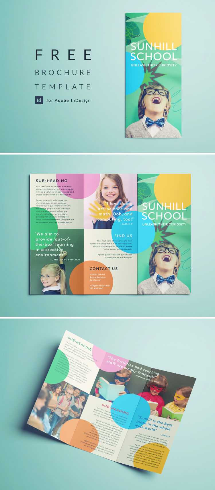 Colorful School Brochure – Tri Fold Template | Download Free In Adobe Tri Fold Brochure Template