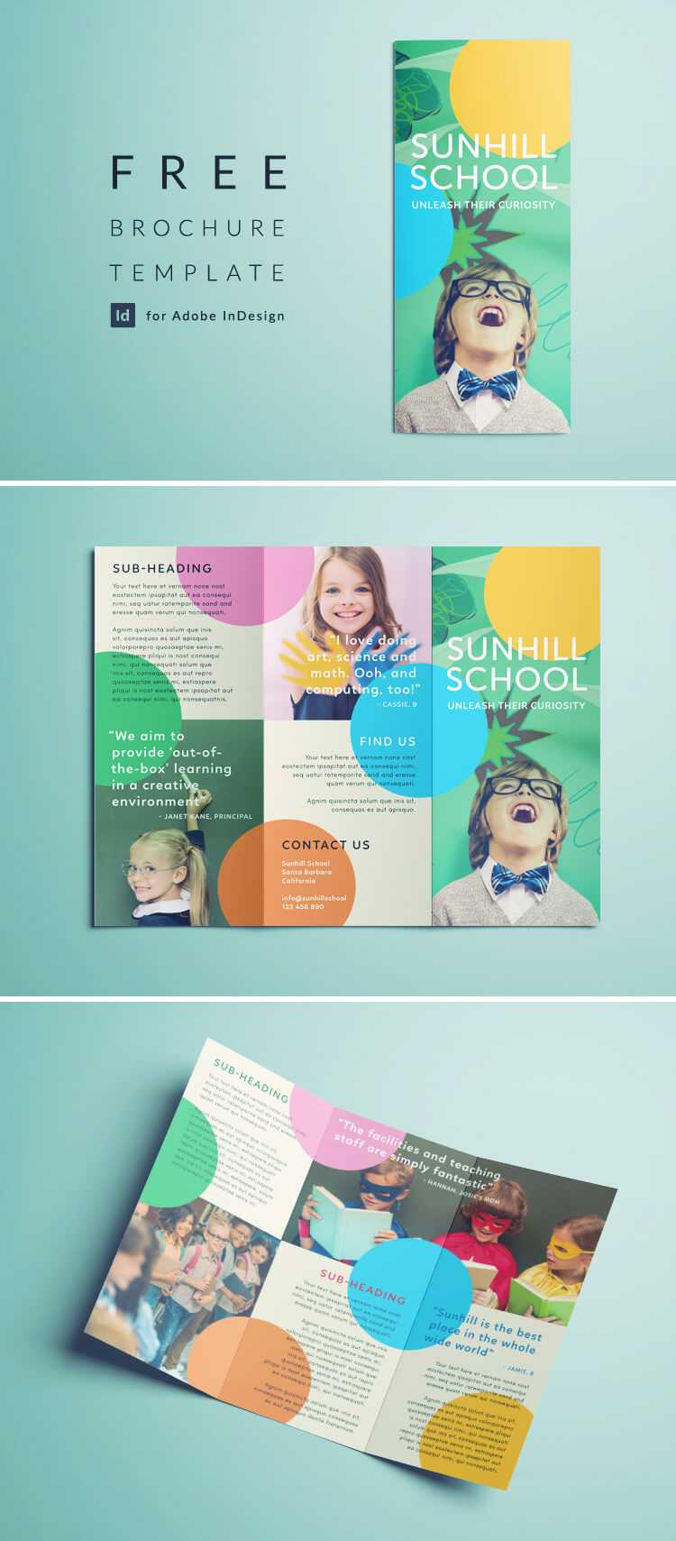 Colorful School Brochure – Tri Fold Template | Download Free Inside Play School Brochure Templates