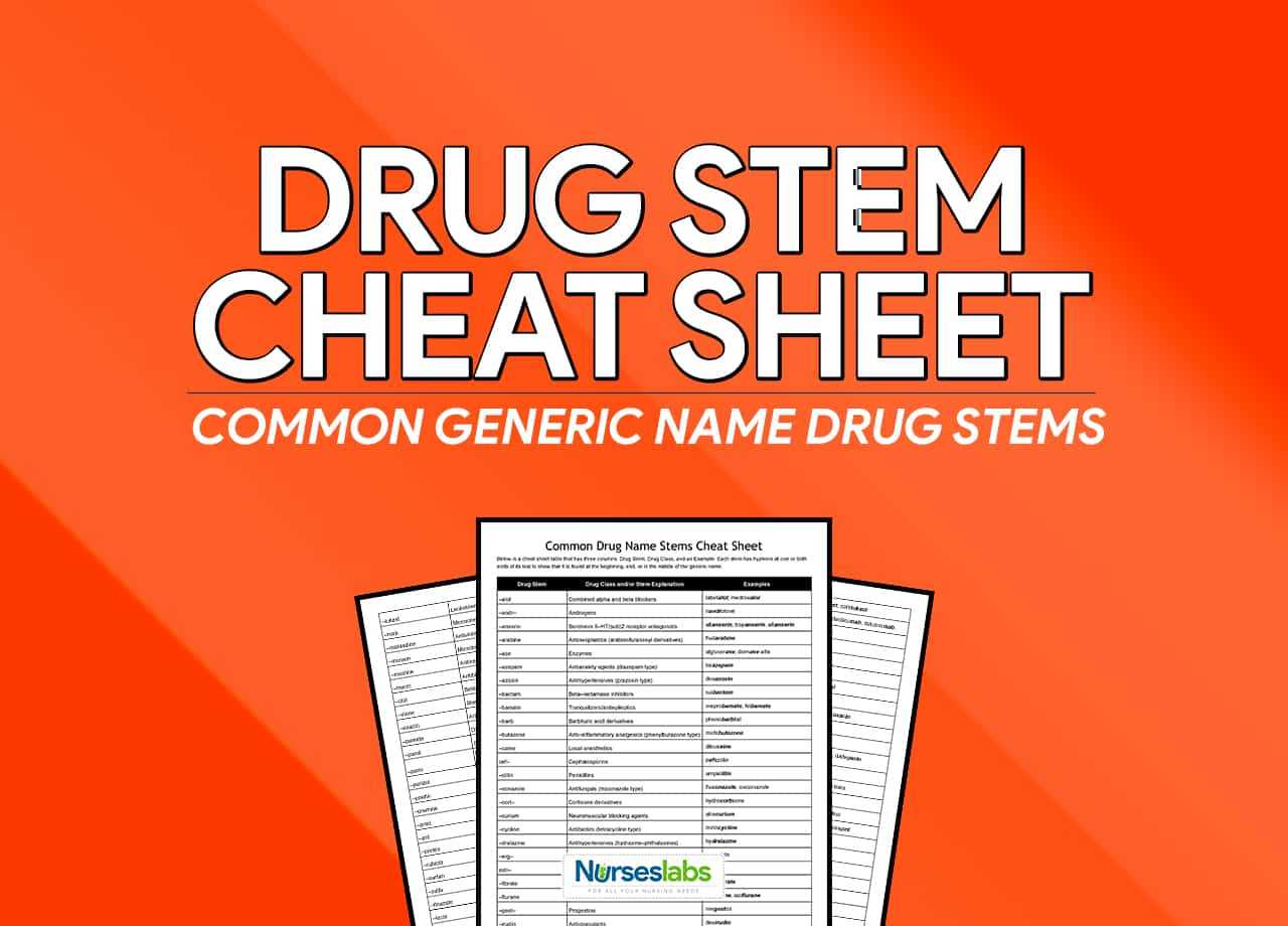 Common Generic Drug Stem Cheat Sheet • Nurseslabs Within Pharmacology Drug Card Template