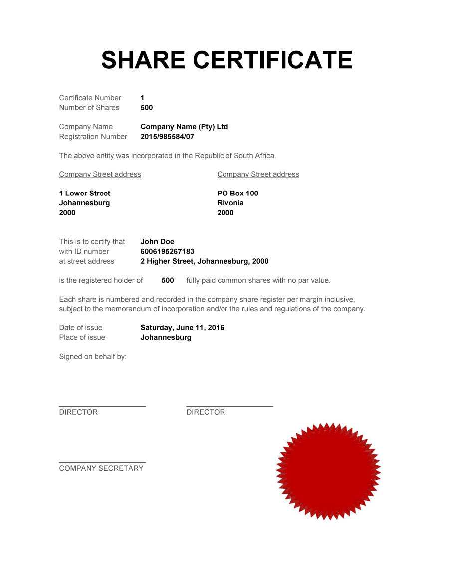 Company Share Certificate – Milas.westernscandinavia Inside Blank Share Certificate Template Free