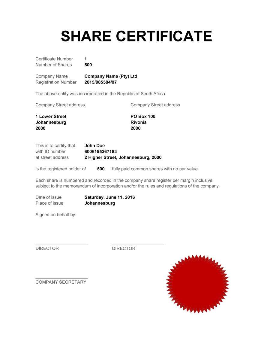 Company Share Certificate – Milas.westernscandinavia Throughout Share Certificate Template Australia