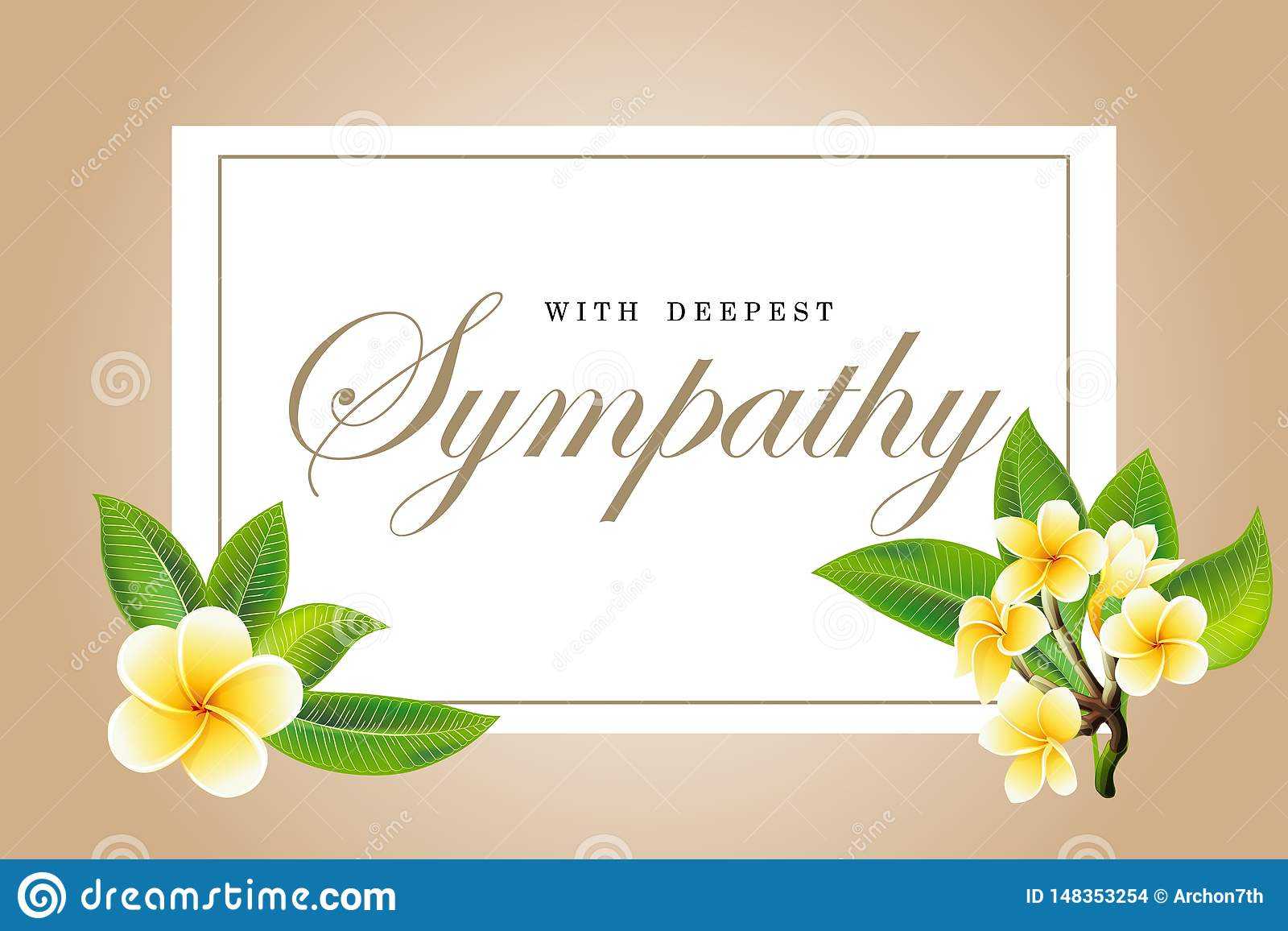 Condolences Sympathy Card Floral Frangipani Or Plumeria Inside Sorry For Your Loss Card Template