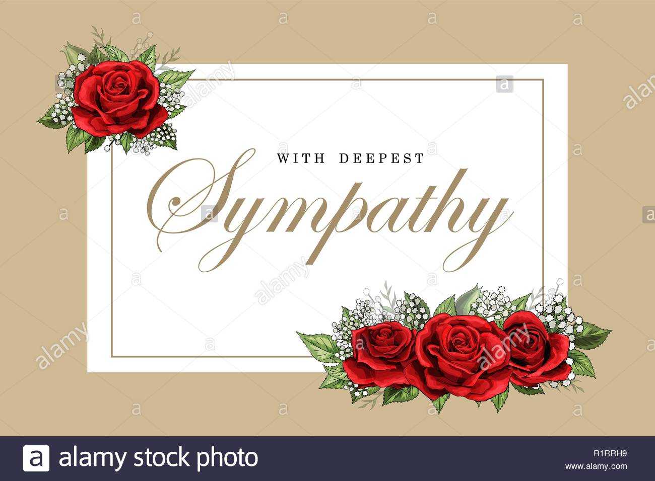 Condolences Sympathy Card Floral Red Roses Bouquet And With Sympathy Card Template