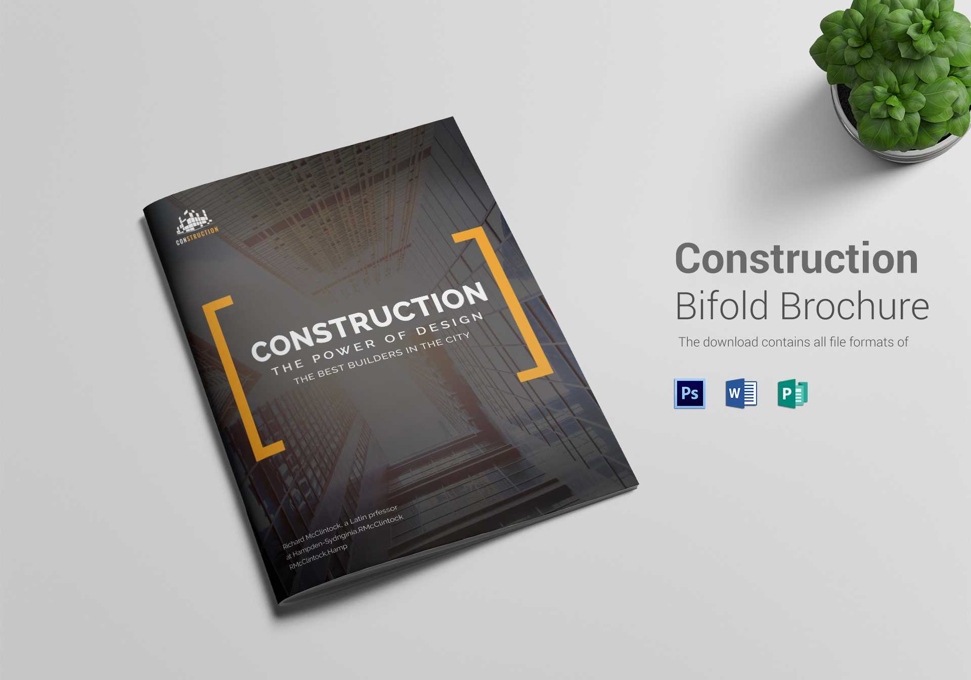 Construction Company Brochure Template Regarding 2 Fold Brochure Template Psd