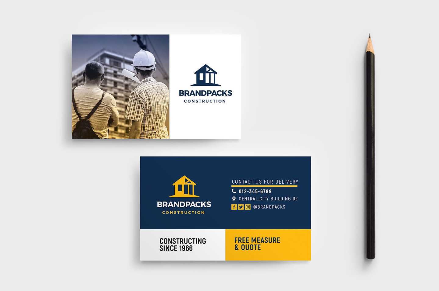 Construction Company Business Card Template In Psd, Ai In Construction Business Card Templates Download Free