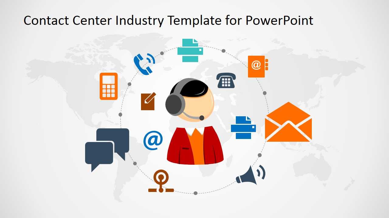 Contact Center Industry Powerpoint Template In Powerpoint Templates For Communication Presentation