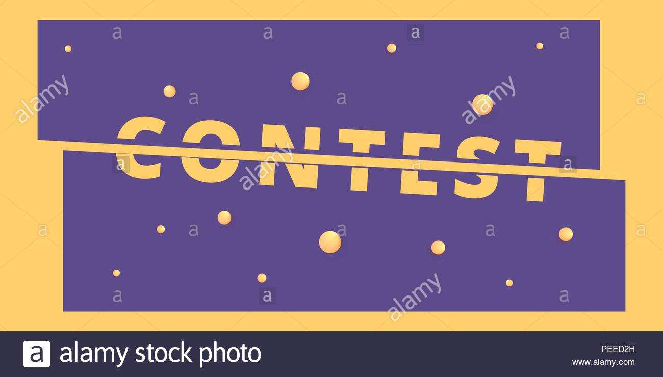 Contest Lettering. Horizontal Contest Banner. Sliced Text In Med Card Template