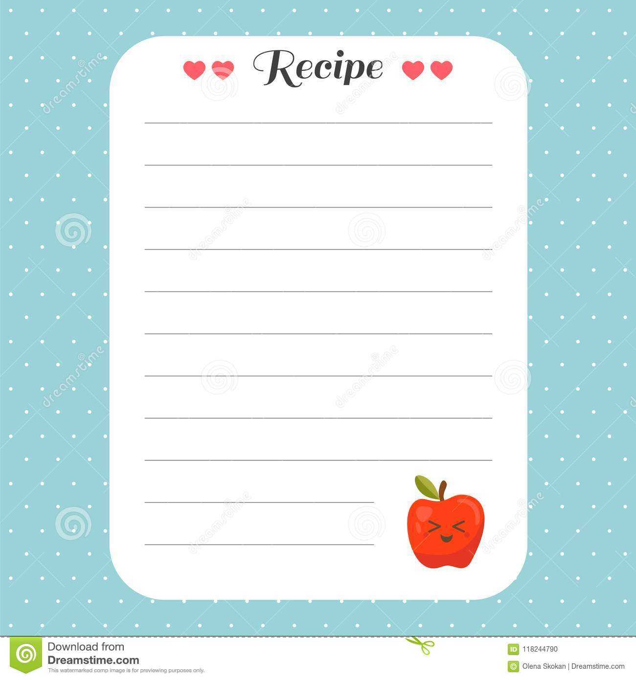 Cookbook Template Page. Recipe Card Template. For Restaurant Regarding Restaurant Recipe Card Template