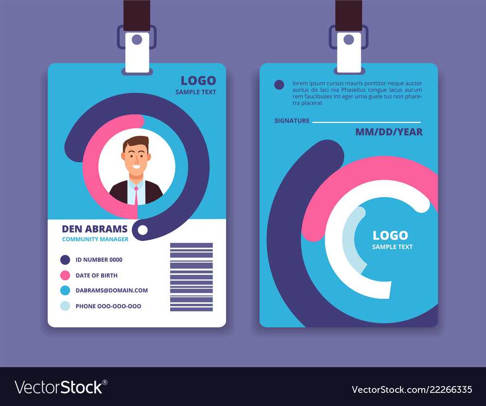 Corporate Id Card Professional Employee Identity For Portrait Id Card Template