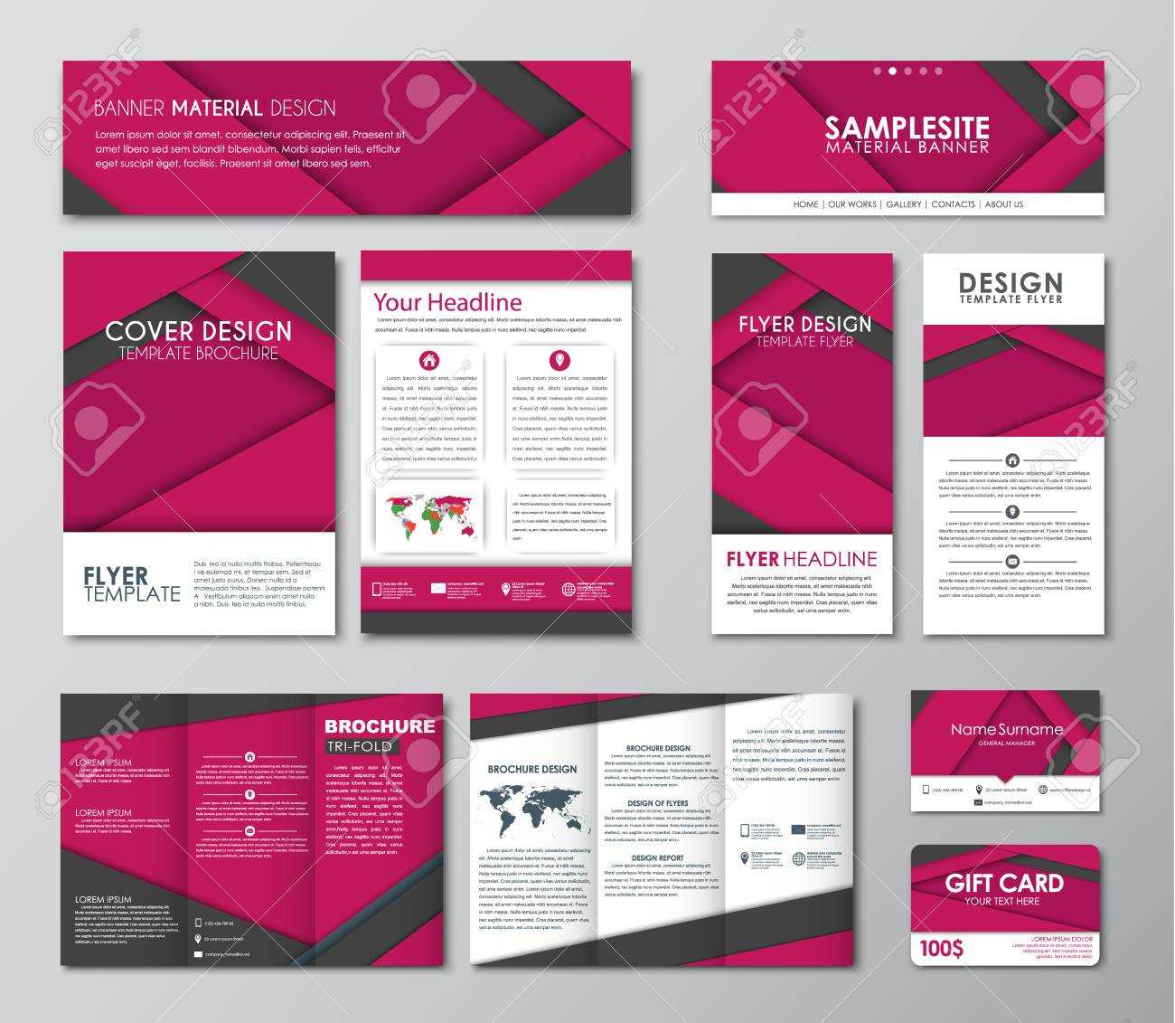 Corporate Identity Design. Set Banner Templates, Brochures, Flyers,.. Within Fold Over Business Card Template