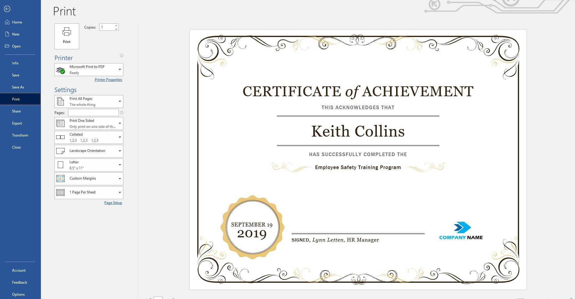 Create A Certificate Of Recognition In Microsoft Word For Microsoft Office Certificate Templates Free