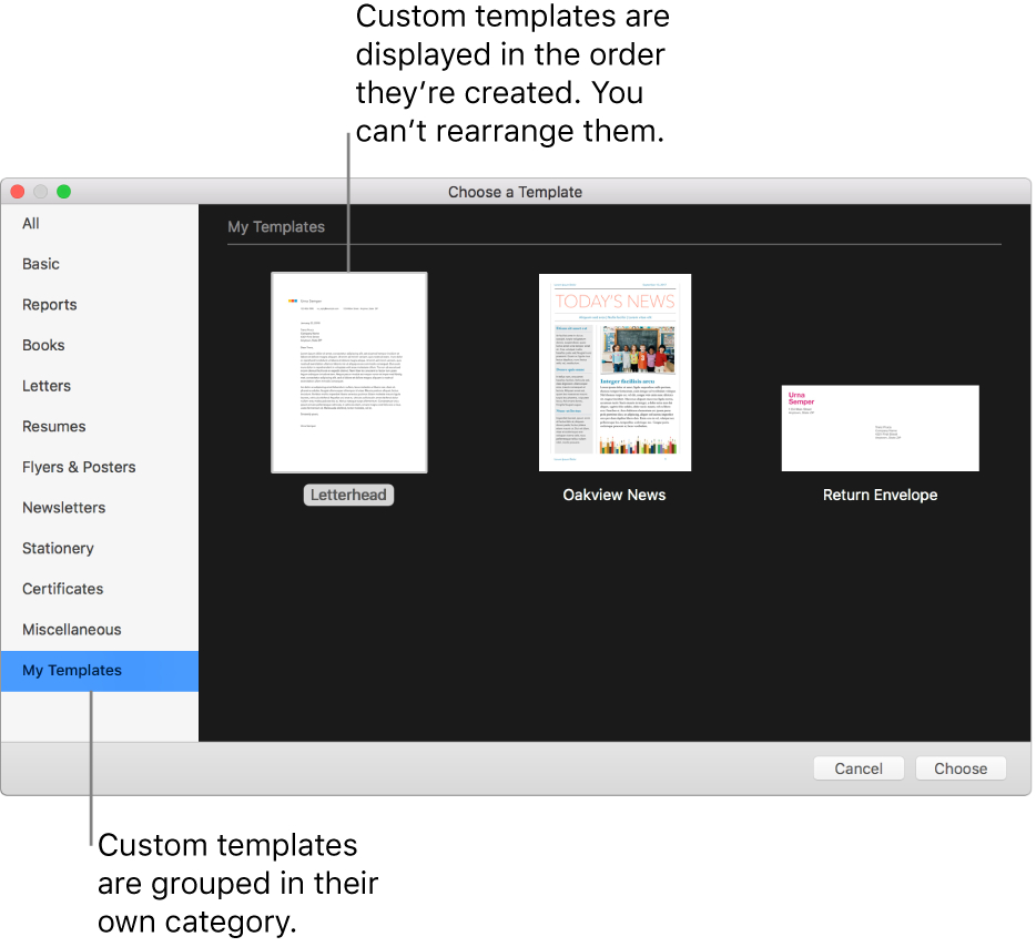 Create A Custom Template In Pages On Mac - Apple Support Intended For Index Card Template For Pages