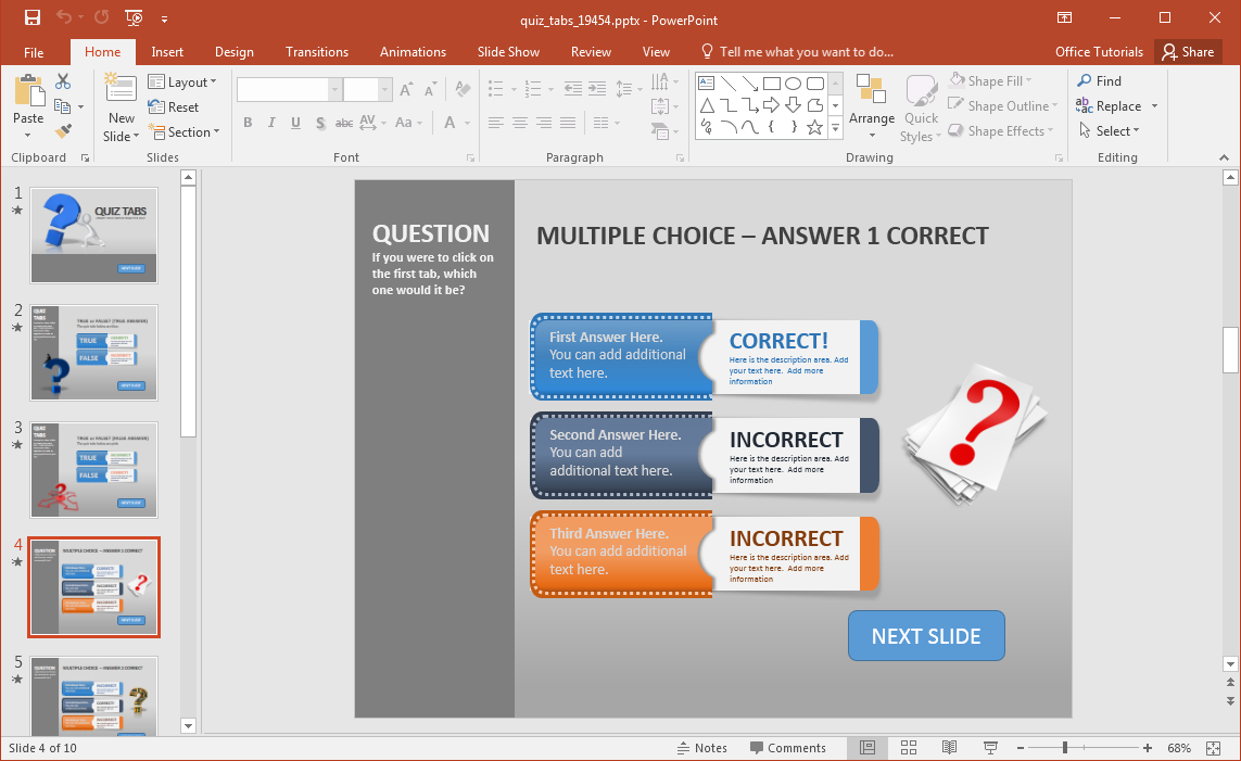 Create A Quiz In Powerpoint With Quiz Tabs Powerpoint Template For Quiz Show Template Powerpoint